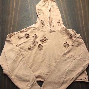 Ripped crop top hoodie